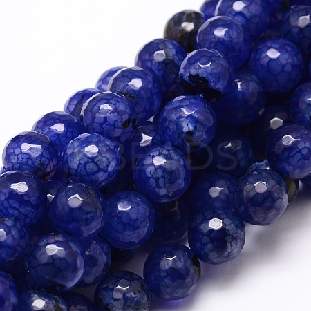 Dyed Natural Agate Faceted Round Beads Strands G-E320E-14mm-08-1