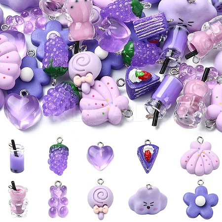 50Pcs 10 Styles Resin Pendants CRES-YW0001-32-1