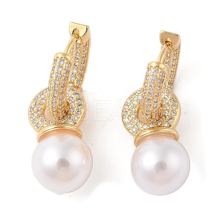 Rack Plating Brass Micro Pave Clear Cubic Zirconia Hoop Earrings for Women EJEW-G394-11G-1