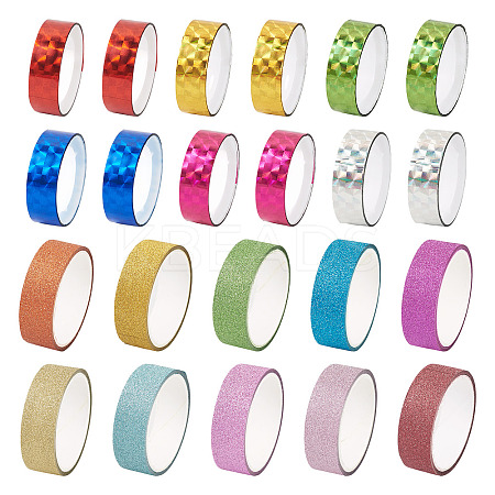 22Roll 2 Styles Laser Shining Bopp PET Plastic Scrapbook Decorative Adhesive Tapes AJEW-TA0002-10-1
