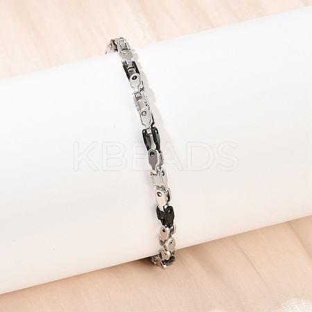 201 Stainless Steel Link Chain Bracelets for Men Women BJEW-B143-03PB-1