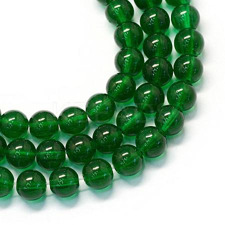 Baking Paint Transparent Glass Round Bead Strands DGLA-Q022-8mm-25-1