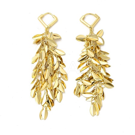 Rack Plating Brass Leaf Dangle Hoop Earring EJEW-E270-06G-1