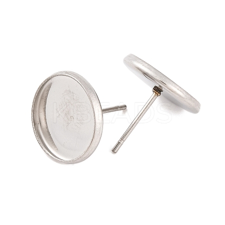 Tarnish Resistant 304 Stainless Steel Flat Round Stud Earring Settings STAS-I017-01-1