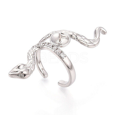 Snake Brass Micro Pave Cubic Zirconia Cup Peg Ring Settings KK-N274-40P-1