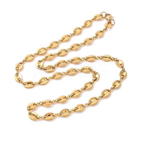 Vacuum Plating 304 Stainless Steel Coffee Bean Chain Necklace for Men Women NJEW-E063-01G-1