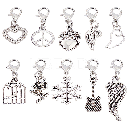 80Pcs 10 Styles Alloy Pendant Decoration HJEW-LP00003-1