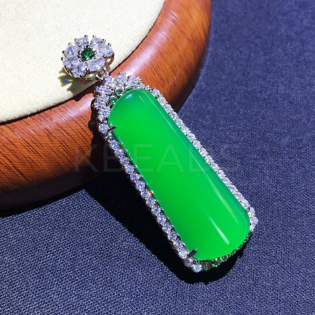 Dyed Natural Green Chalcedony Pendants G-S001-05P-1