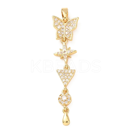 Tassel Brass Micro Pave Clear Cubic Zirconia Pendants KK-L271-01G-07-1