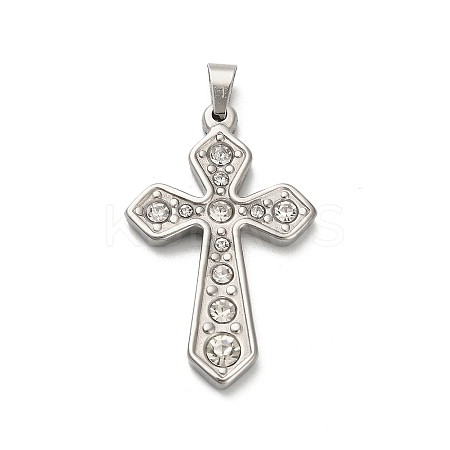 304 Stainless Steel Charms with Rhinestone STAS-Q343-16P-1