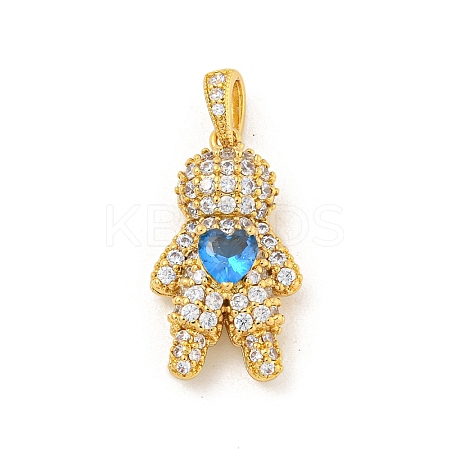 Rack Plating Brass Clear Cubic Zirconia Pendants KK-P277-38G-02-1