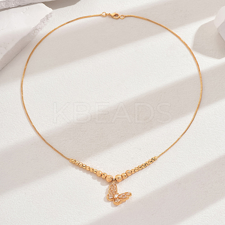 Fashionable Brass Pave Cubic Zirconia Butterfly Pendant Necklaces for Women NR8938-1-1