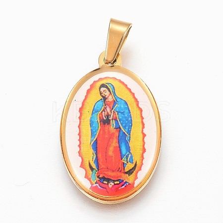 304 Stainless Steel Lady of Guadalupe Pendants STAS-F165-33G-1
