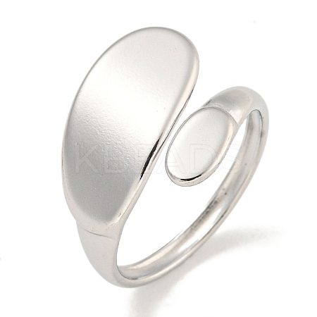 Non-Tarnish 304 Stainless Steel Oval Open Cuff Ring for Women RJEW-A043-33P-1