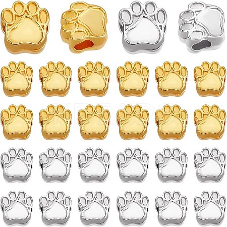 Tibetan Style Zinc Alloy Dog Paw Prints European Beads MPDL-PH0001-07-RS-WH-1