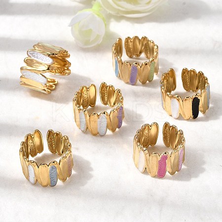 304 Stainless Steel Enamel Open Cuff Rings RJEW-L335-03A-G-1