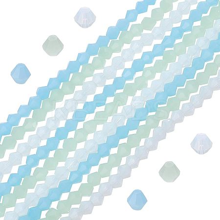 15 Strands 3 Color Faceted Bicone Opalite Beads Strands EGLA-FH0001-13-1