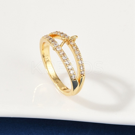 Brass Micro Pave Cubic Zirconia Finger Rings for Women RJEW-F182-02G-1