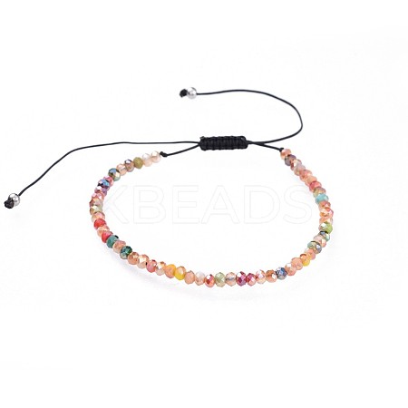 Adjustable Electroplate Glass Braided Bead Bracelets X-BJEW-JB04588-04-1
