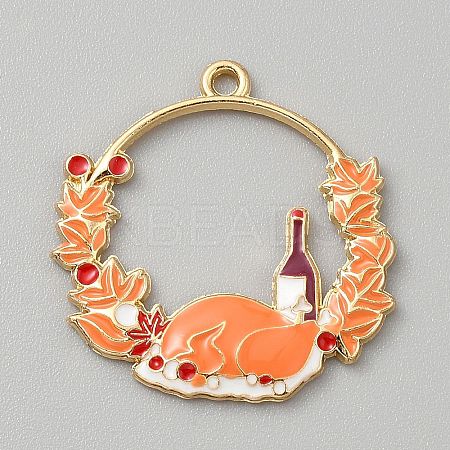 Thanksgiving Day Golden Tone Alloy Enamel Pendants FIND-CJC0024-30F-1