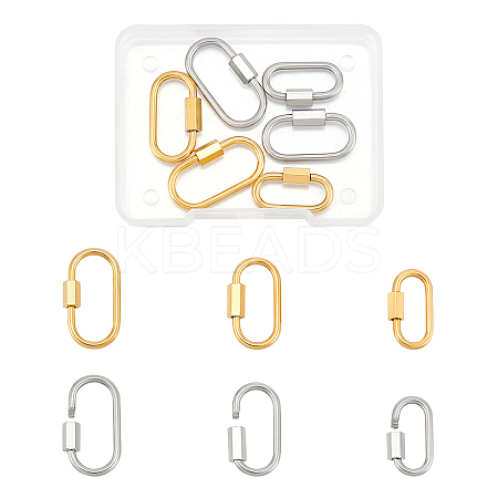 6Pcs 6 Colors 304 Stainless Steel Screw Carabiner Lock Charms FIND-UN0003-49-1