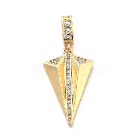 Rack Plating Brass with Cubic Zirconia Pendants KK-Q017-05A-G-1