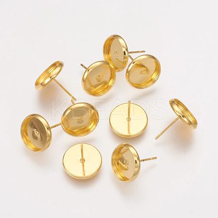 Golden Brass Ear Stud Settings Earring Findings X-KK-H021-1G-NF-1