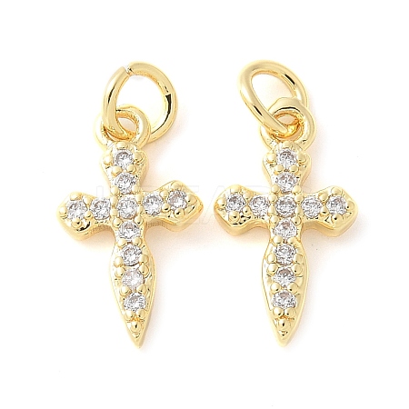 Brass Micro Pave Cubic Zirconia Charms KK-U056-26G-1