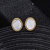 304 Stainless Steel Natural White Shell Stud Earrings EJEW-Z103-02G-02-2