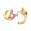 Butterfly with Evil Eye Real 18K Gold Plated Brass Hoop Earrings EJEW-L269-074G-2