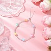 Dyed Natural Selenite & Glass Seed Round Beaded Phone Hand Strap Chains HJEW-JM03363-01-1