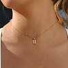 304 Stainless Steel Pave Clear Cubic Zirconia Geometric Pendant Necklaces for Women SA-CBA8C9C-11A-G-1