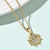 Brass Micro Pave Clear Cubic Zirconia Sun Pendant 304 Stainless Steel Chain Necklaces for Women NJEW-D341-06G-2