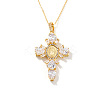 Brass Pave Cubic Zirconia Virgin Mary Cross Pendant Necklaces LS-FU1040-3-1