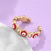 PVD Vacuum Plating 304 Stainless Steel Enamel Evil Eye Open Cuff Rings STAS-D089-23G-3