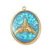 304 Stainless Steel Epoxy Resin with Natural Shell and Sequins Inside Pendants STAS-L026-17G-E03-1
