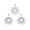 Rack Plating Alloy Rhinestone Pendants PALLOY-T091-20M-P-1