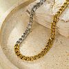 Two Tone 304 Stainless Steel Cuban Link Chain Necklaces NJEW-D303-02GP-3