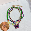 Bohemian Resin & Glass Seed Beaded Stretch Multi-Layered Anklet Sets WG187EB-11-1