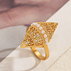 Brass with Plastic Pearls Finger Rings for Women ZR2109-5