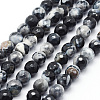 Faceted Natural Fire Crackle Agate Beads Strands G-F447-8mm-B06-1