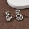 Flat Round with Deer Brass Micro Pave Clear Cubic Zirconia Stud Earrings EJEW-F383-11P-5