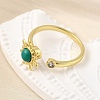 Brass Pave Cubic Zirconia Open Cuff Rings for Women RJEW-U056-01G-2