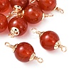 Natural Carnelian Round Links Connector Charms KK-Z152-04G-01-1