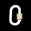 Oval Brass Micro Pave Clear Cubic Zirconia Screw Carabiner Clasps KK-B167-01A-01G-1