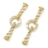 Brass with Clear Cubic Zirconia Fold Over Clasps KK-Z080-09G-1