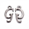 Gunmetal Plated Alloy Letter Pendants PALLOY-J718-01B-G-1