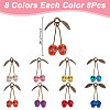 64Pcs 8 Colors Dyed Synthetic Turquoise Skull Cherry Pendants PALLOY-AR00020-2