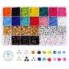 5 Colors Flat Round Acrylic Letter Beads DIY-YW0002-54-1