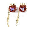 Handmade Flower Polymer Clay Rhinestone Tassel Dangle Beads CLAY-H003-02G-02-1
